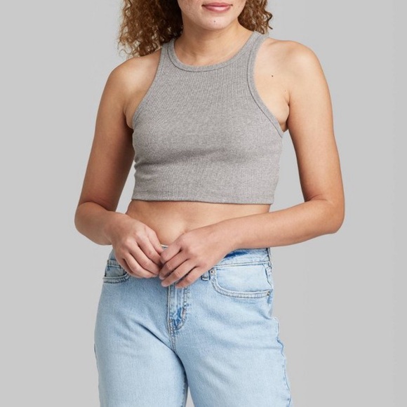 SOLD NWT - Wild Fable Grey Ribbed Tiny Tank Top - Women’s XS - Picture 1 of 8